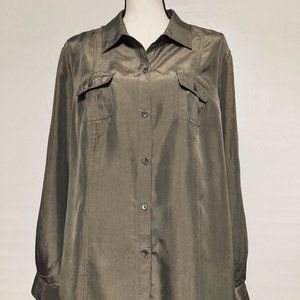 Tommy Bahama XL Beige Silk Roll Tab Button Down